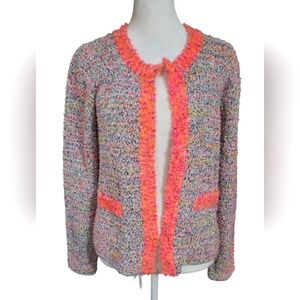FOR THE REPUBLIC Tweed neon open front blazer. Size Small NWT